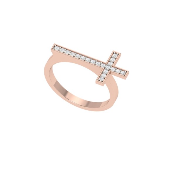 DIAMOND CROSS SIGN RING